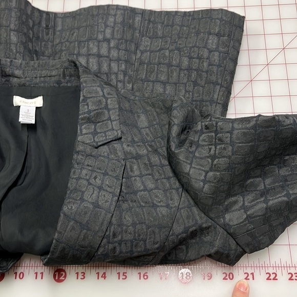 CHICO'S Sephia Croc Embossed Charcoal/Black Subtle Sheen Blazer SZ M (8) - Picture 15 of 16